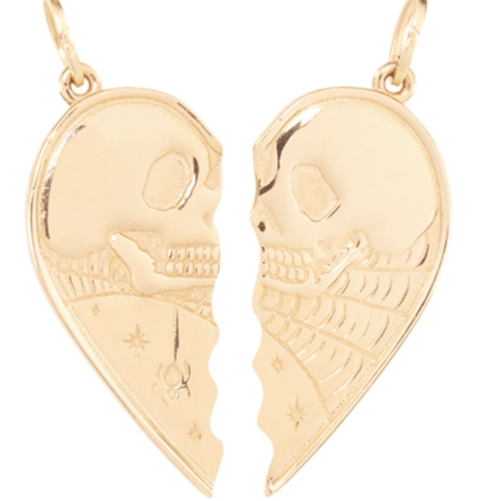 Gold Skull Heart Pendant Necklace